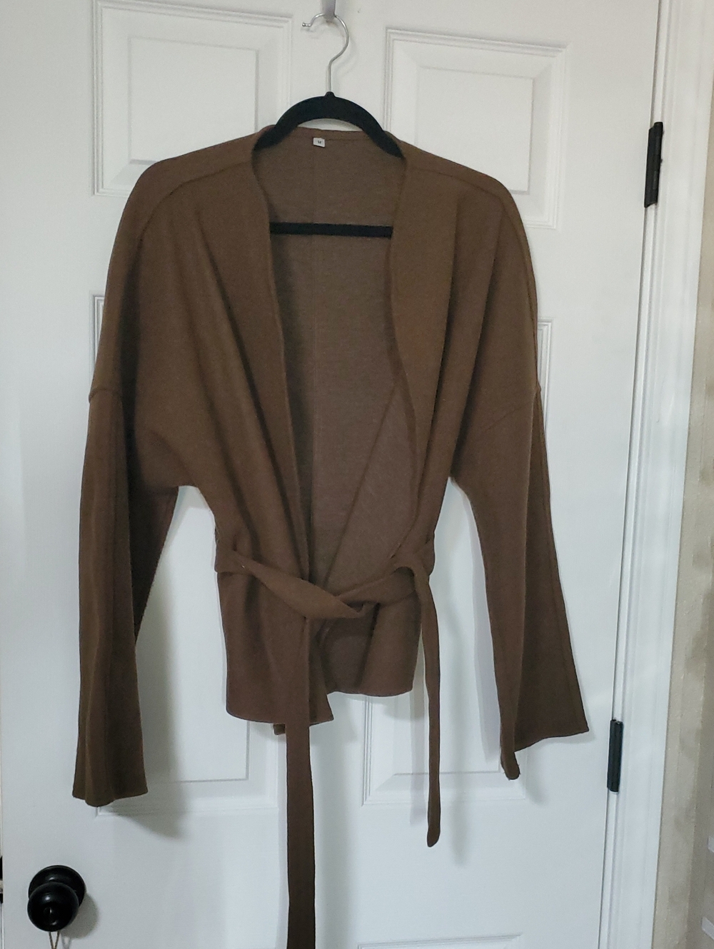 Classic Brown Wrap Cardigan Sweater